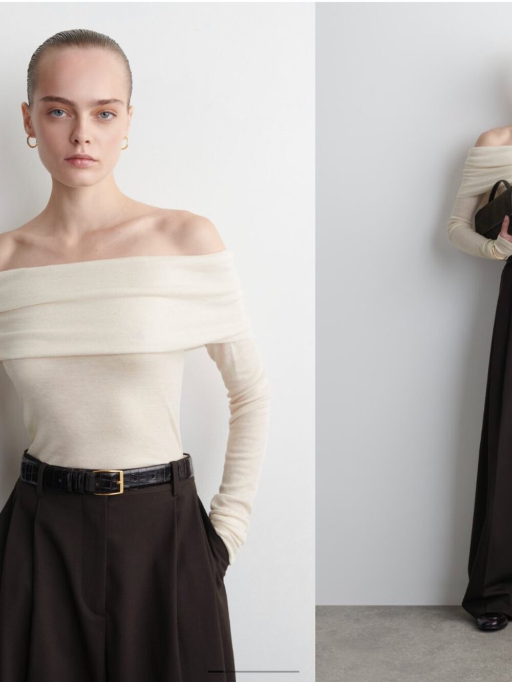 COS Cream Off Shoulder Merino Wool Top